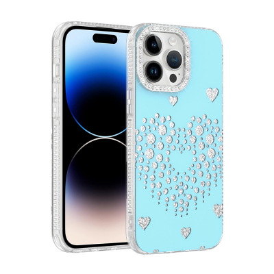 Apple iPhone 14 Pro Max Kılıf Damla Taşlı Zore Rivas Sert PC Kapak - 1