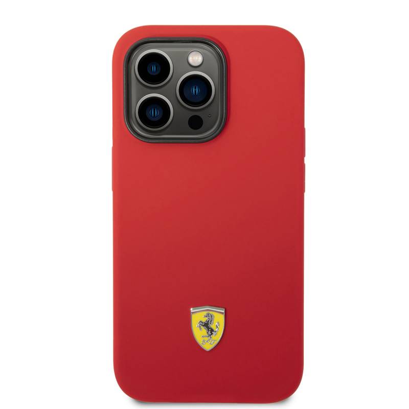 Apple iPhone 14 Pro Max Kılıf Ferrari Magsafe Şarj Özellikli Silikon Metal Logo Dizayn Kapak - 3