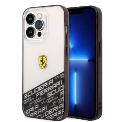 Apple iPhone 14 Pro Max Kılıf Ferrari Transparan Alt Kısım Baskılı Dizayn Kapak - 1