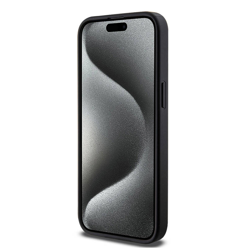 Apple iPhone 14 Pro Max Kılıf Guess Magsafe Şarj Özellikli PU Deri Desenli Metal Plaka Logolu Kapak - 4