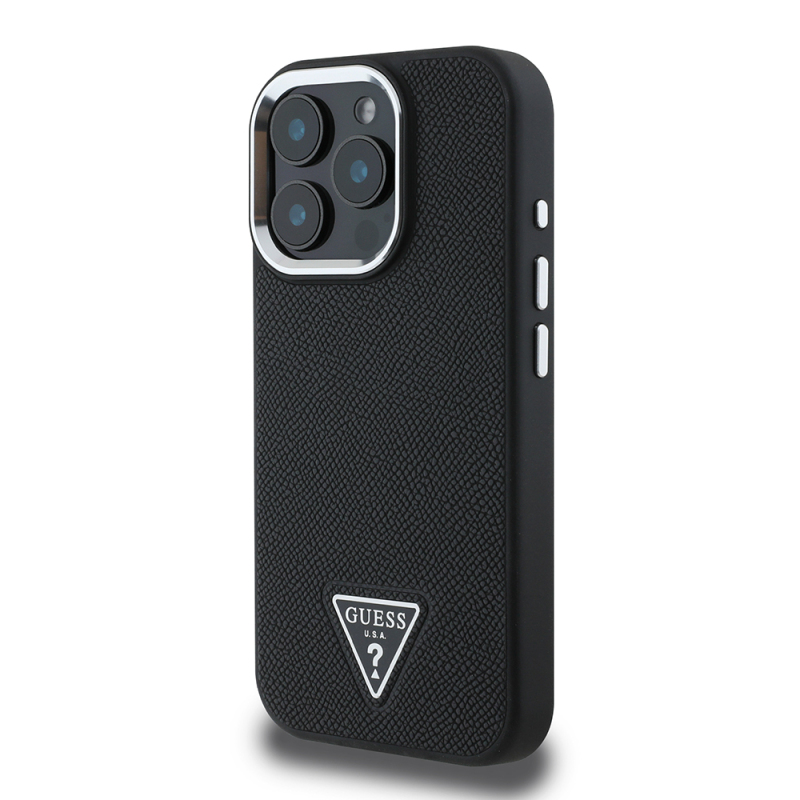 Apple iPhone 14 Pro Max Kılıf Guess Orjinal Lisanslı M-safe Şarj Özellikli Grained Triangle Kapak - 4
