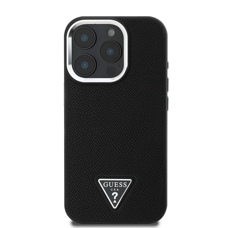Apple iPhone 14 Pro Max Kılıf Guess Orjinal Lisanslı M-safe Şarj Özellikli Grained Triangle Kapak - 5