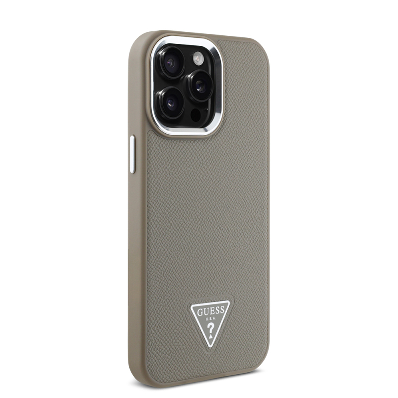 Apple iPhone 14 Pro Max Kılıf Guess Orjinal Lisanslı M-safe Şarj Özellikli Grained Triangle Kapak - 13