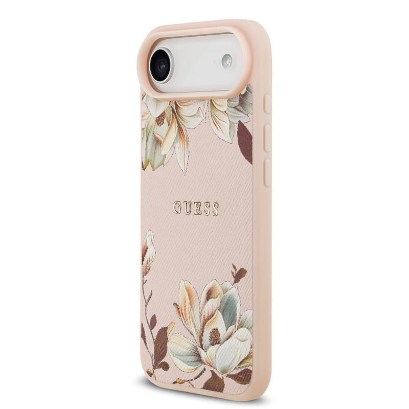 Apple iPhone 17 Air Kılıf Guess Orjinal Lisanslı M-safe Şarj Özellikli Taneli Çiçek Tasarımlı Metal Yazı Logolu Kapak - 4
