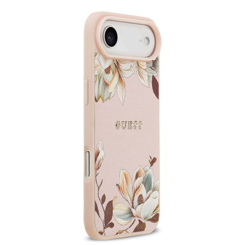 Apple iPhone 17 Air Kılıf Guess Orjinal Lisanslı M-safe Şarj Özellikli Taneli Çiçek Tasarımlı Metal Yazı Logolu Kapak - 6