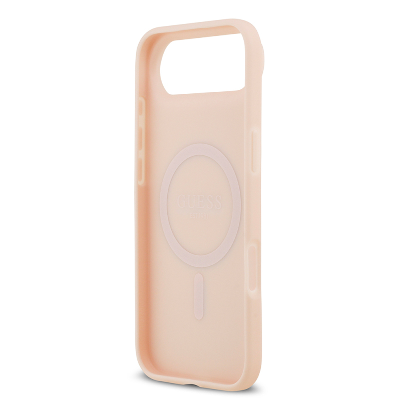 Apple iPhone 17 Air Kılıf Guess Orjinal Lisanslı M-safe Şarj Özellikli Taneli Çiçek Tasarımlı Metal Yazı Logolu Kapak - 9