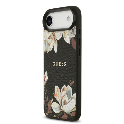 Apple iPhone 17 Air Kılıf Guess Orjinal Lisanslı M-safe Şarj Özellikli Taneli Çiçek Tasarımlı Metal Yazı Logolu Kapak - 11