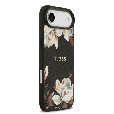 Apple iPhone 17 Air Kılıf Guess Orjinal Lisanslı M-safe Şarj Özellikli Taneli Çiçek Tasarımlı Metal Yazı Logolu Kapak - 13