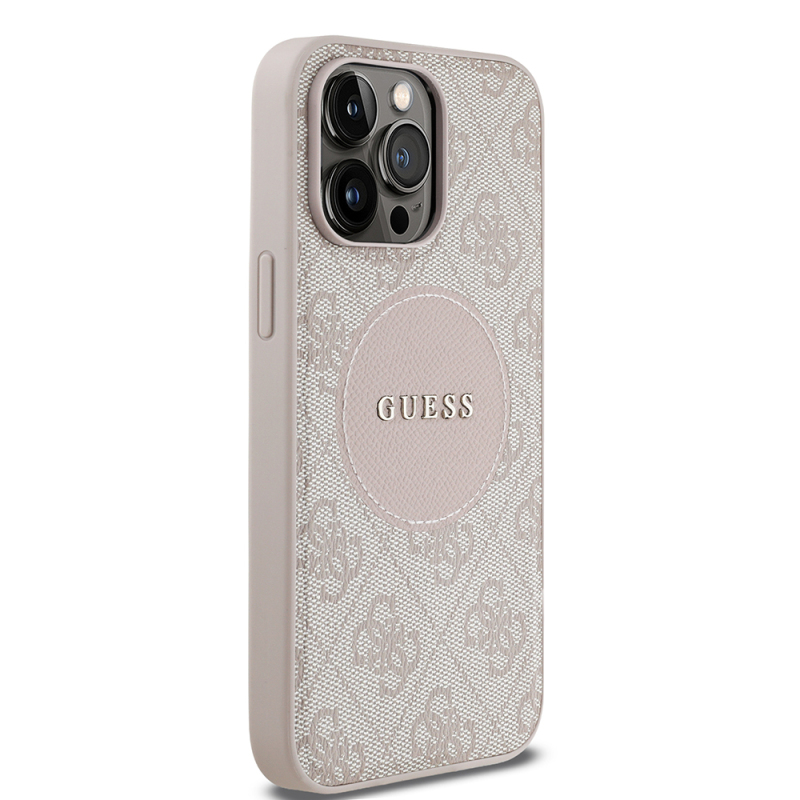 Apple iPhone 14 Pro Max Kılıf Guess Orjinal Lisanslı M-safe Şarj Özellikli Yazı Logolu Circle Classic Kapak - 21