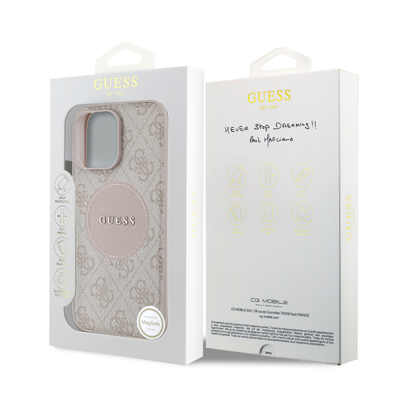 Apple iPhone 14 Pro Max Kılıf Guess Orjinal Lisanslı M-safe Şarj Özellikli Yazı Logolu Circle Classic Kapak - 25