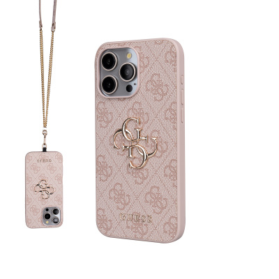 Apple iPhone 14 Pro Max Kılıf Guess Orjinal Lisanslı PU Deri 4G Büyük Metal Logolu Çapraz Vücut Askılı Kapak - 1