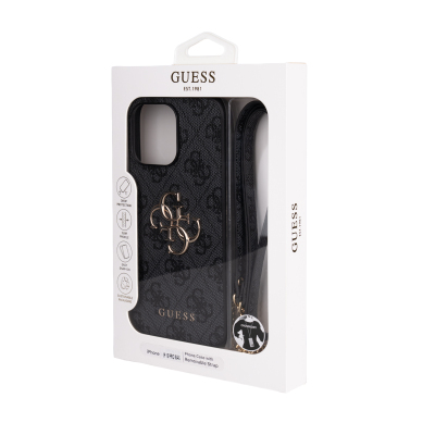 Apple iPhone 14 Pro Max Kılıf Guess Orjinal Lisanslı PU Deri 4G Büyük Metal Logolu Çapraz Vücut Askılı Kapak - 10