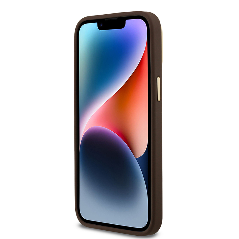 Apple iPhone 14 Pro Max Kılıf Guess Orjinal Lisanslı PU Deri 4G Desenli Metal Büyük 4G ve Yazı Logolu Kamera Standlı Kapak - 23