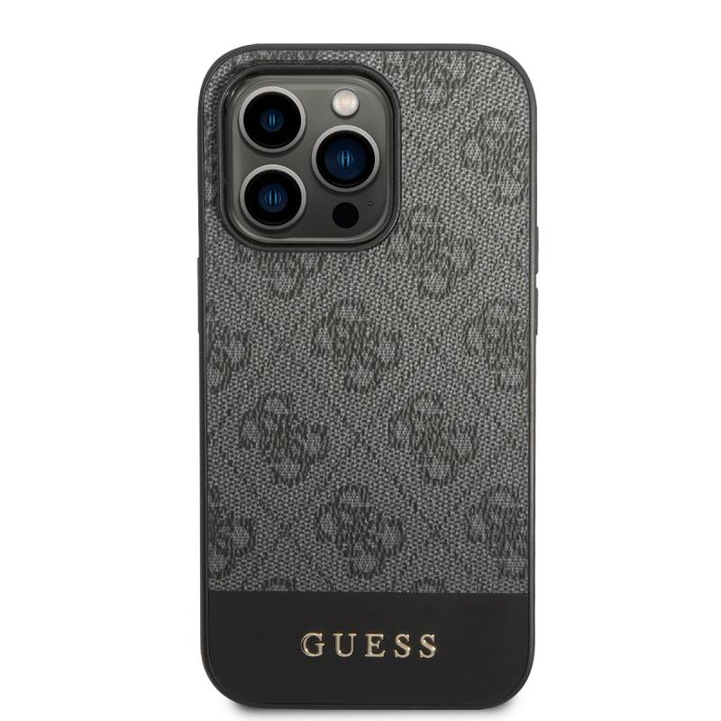 Apple iPhone 14 Pro Max Kılıf GUESS PU Deri Şerit Logo Dizaynlı Kapak - 4