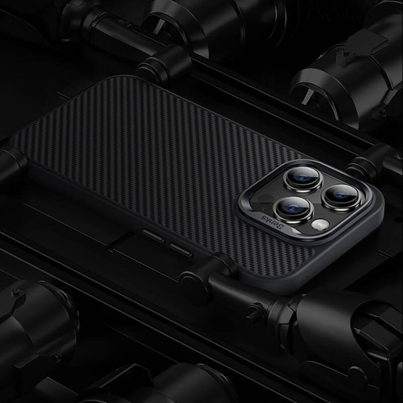 Apple iPhone 14 Pro Max Kılıf Karbon Fiber Magsafe Şarj Özellikli Benks Hybrid ArmorPro 600D Kevlar Kapak - 14