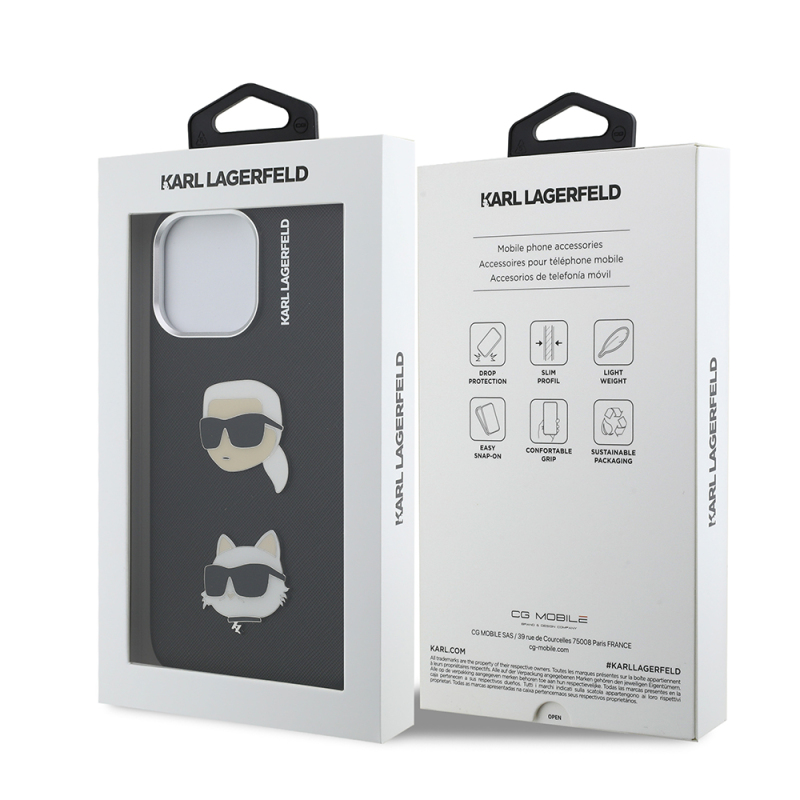 Apple iPhone 14 Pro Max Kılıf Karl Lagerfeld Orjinal Lisanslı K&C Heads Pin Kapak - 9