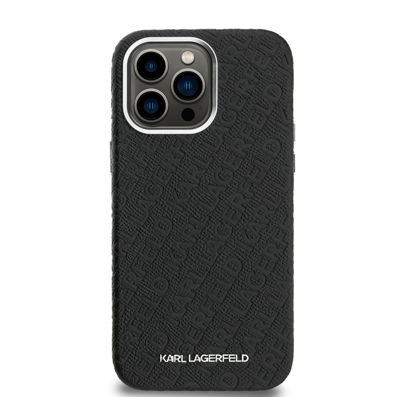 Apple iPhone 14 Pro Max Kılıf Karl Lagerfeld Orjinal Lisanslı PU Deri Damgalı Metal Yazı Logolu Kapak - 4
