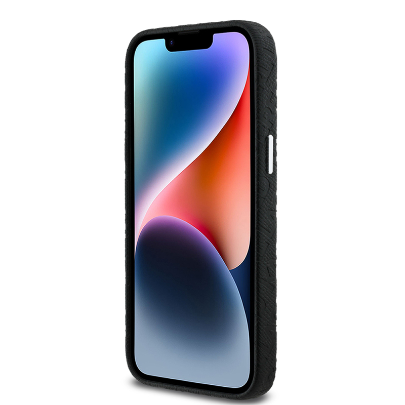 Apple iPhone 14 Pro Max Kılıf Karl Lagerfeld Orjinal Lisanslı PU Deri Damgalı Metal Yazı Logolu Kapak - 6