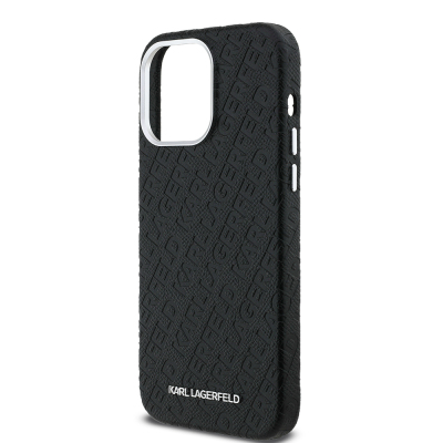 Apple iPhone 14 Pro Max Kılıf Karl Lagerfeld Orjinal Lisanslı PU Deri Damgalı Metal Yazı Logolu Kapak - 7