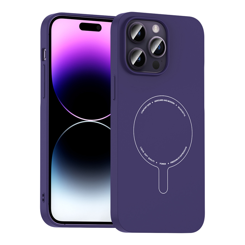 Apple iPhone 14 Pro Max Kılıf M-Safe Şarj Özellikli Kamera Korumalı Zore Elio Sert PC Kapak - 1