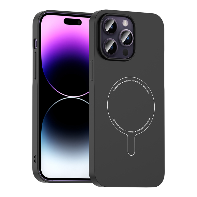 Apple iPhone 14 Pro Max Kılıf M-Safe Şarj Özellikli Kamera Korumalı Zore Elio Sert PC Kapak - 4
