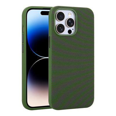 Apple iPhone 14 Pro Max Kılıf M-Safe Şarj Özellikli Kumaş Tasarımlı Zore Miami Sert PC Kapak - 3