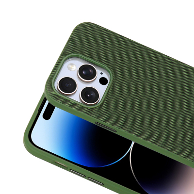 Apple iPhone 14 Pro Max Kılıf M-Safe Şarj Özellikli Kumaş Tasarımlı Zore Miami Sert PC Kapak - 15