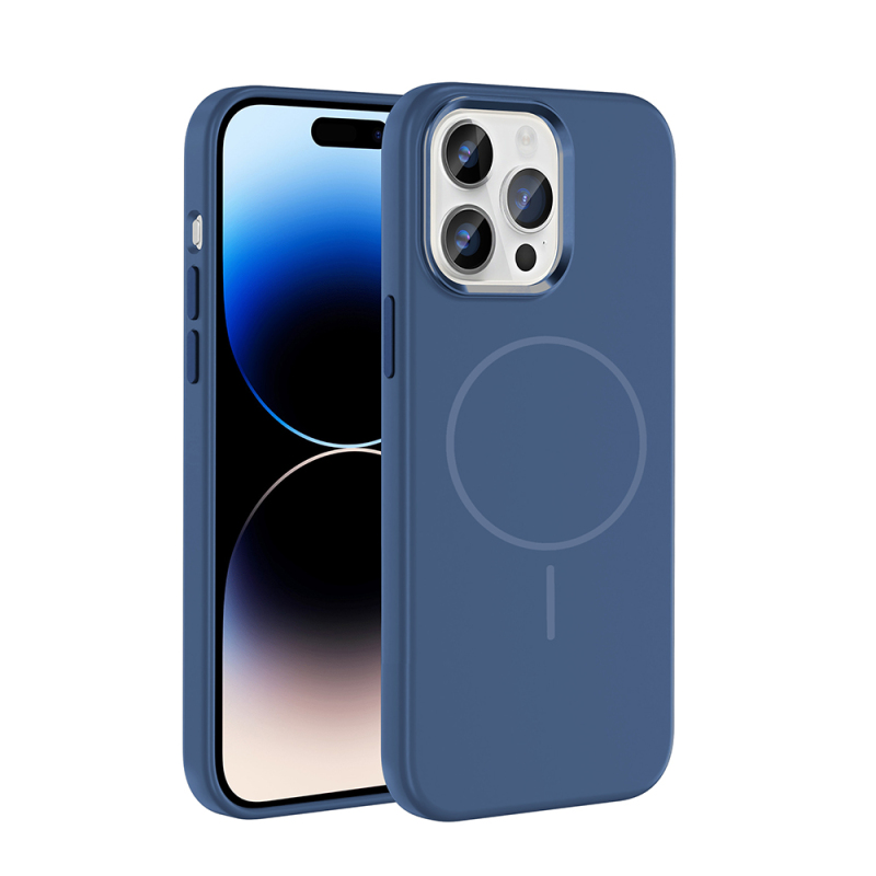 Apple iPhone 14 Pro Max Kılıf M-Safe Şarj Özellikli Metal Kamera Çerçeveli Zore Edi Silikon Kapak - 1