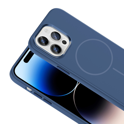 Apple iPhone 14 Pro Max Kılıf M-Safe Şarj Özellikli Metal Kamera Çerçeveli Zore Edi Silikon Kapak - 16