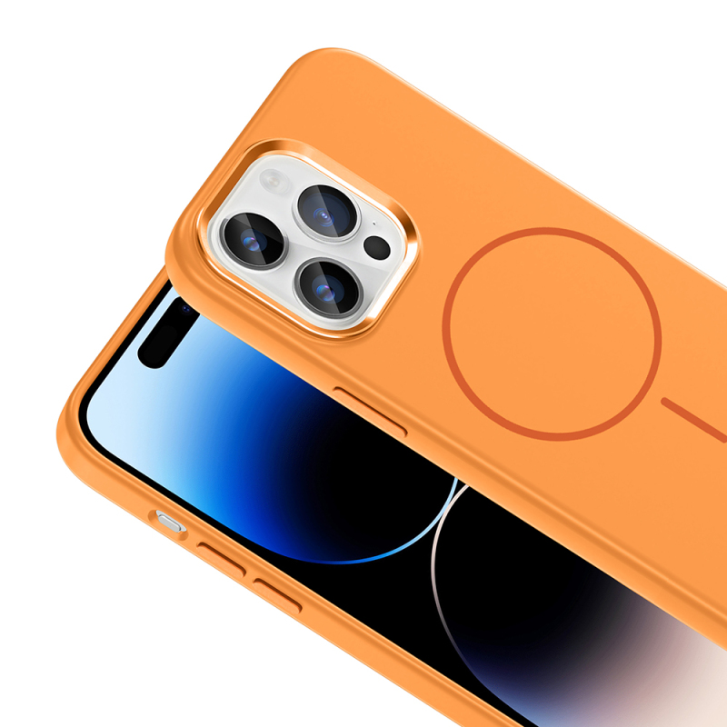 Apple iPhone 14 Pro Max Kılıf M-Safe Şarj Özellikli Metal Kamera Çerçeveli Zore Edi Silikon Kapak - 17