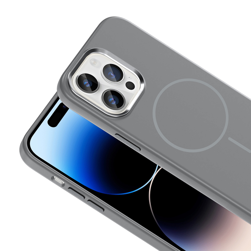 Apple iPhone 14 Pro Max Kılıf M-Safe Şarj Özellikli Metal Kamera Çerçeveli Zore Edi Silikon Kapak - 20