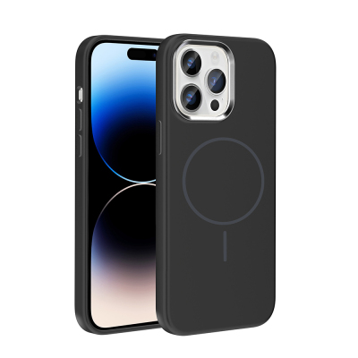 Apple iPhone 14 Pro Max Kılıf M-Safe Şarj Özellikli Metal Kamera Çerçeveli Zore Edi Silikon Kapak - 3