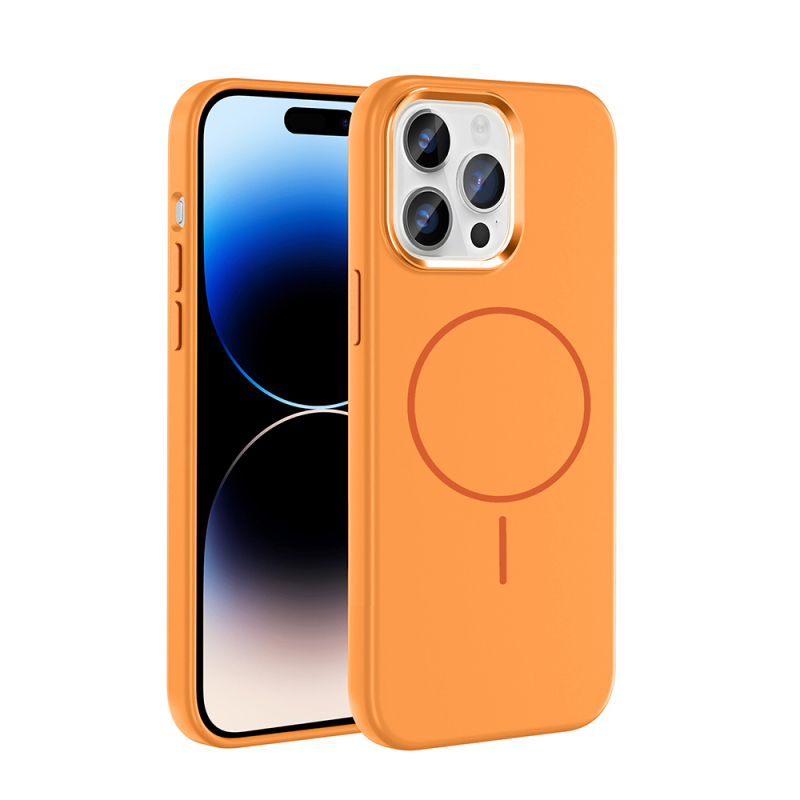 Apple iPhone 14 Pro Max Kılıf M-Safe Şarj Özellikli Metal Kamera Çerçeveli Zore Edi Silikon Kapak - 5