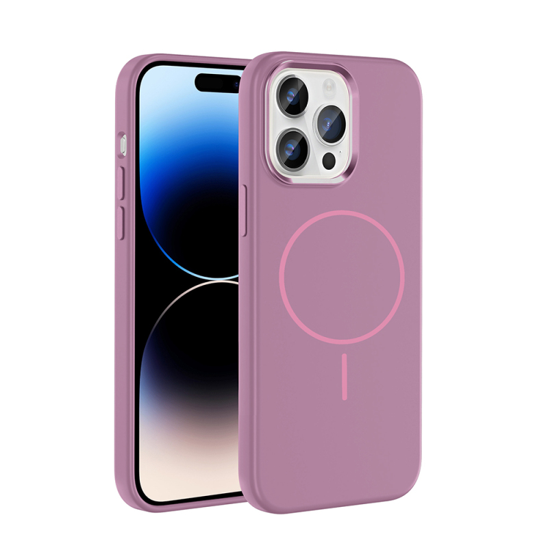 Apple iPhone 14 Pro Max Kılıf M-Safe Şarj Özellikli Metal Kamera Çerçeveli Zore Edi Silikon Kapak - 7