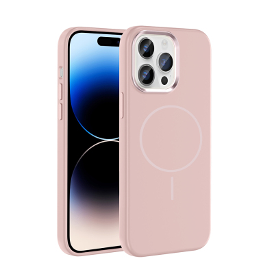 Apple iPhone 14 Pro Max Kılıf M-Safe Şarj Özellikli Metal Kamera Çerçeveli Zore Edi Silikon Kapak - 8