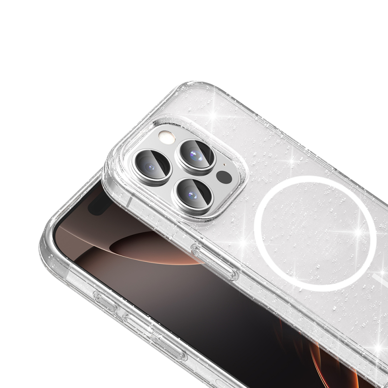 Apple iPhone 14 Pro Max Kılıf M-safe Şarj Özellikli Parlayan Simli Saydam Renkli Zore Maris Kapak - 4