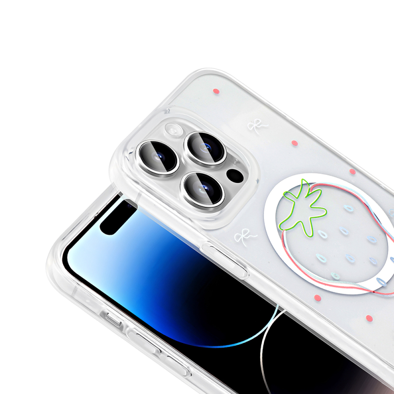 Apple iPhone 14 Pro Max Kılıf M-Safe Şarj Özellikli Şeffaf Zore Folk Sert Kapak - 15