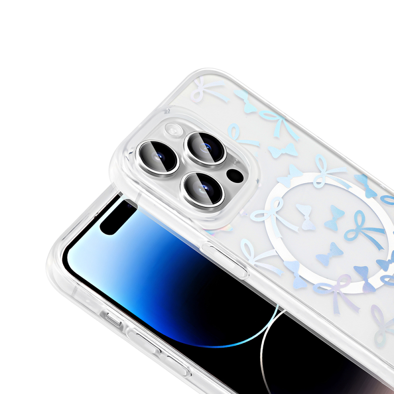 Apple iPhone 14 Pro Max Kılıf M-Safe Şarj Özellikli Şeffaf Zore Folk Sert Kapak - 16