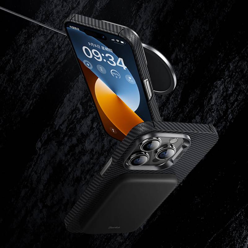 Apple iPhone 14 Pro Max Kılıf Magsafe Özellikli Karbon Fiber Benks 600D Essential Kevlar Kapak - 6