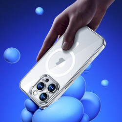 Apple iPhone 14 Pro Max Kılıf Magsafe Şarj Özellikli Cam Yüzey Ekran Koruyuculu Benks Electroplated Kapak - 6
