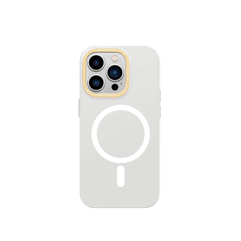 Apple iPhone 14 Pro Max Kılıf Magsafe Şarj Özellikli Metal Kamera Çerçeveli Recci Glaze Serisi Kapak - 1