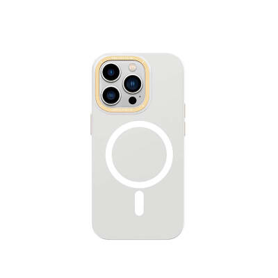 Apple iPhone 14 Pro Max Kılıf Magsafe Şarj Özellikli Metal Kamera Çerçeveli Recci Glaze Serisi Kapak - 2