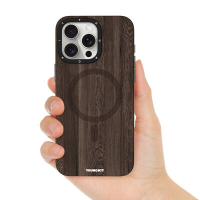 Apple iPhone 14 Pro Max Kılıf Magsafe Şarj Özellikli Sararmaya Dayanıklı Youngkit Wood Forest Serisi Kapak - 5