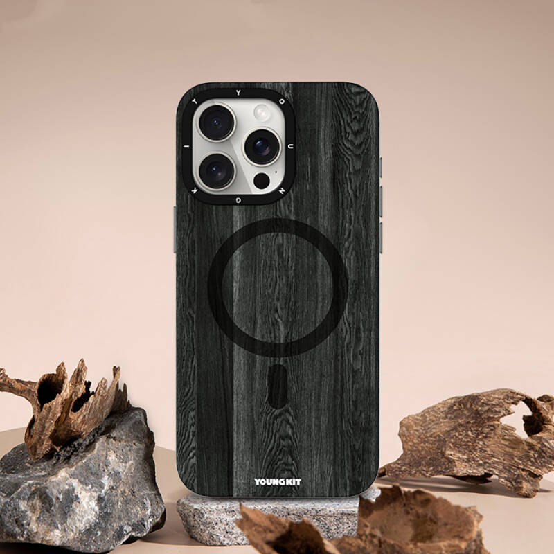 Apple iPhone 14 Pro Max Kılıf Magsafe Şarj Özellikli Sararmaya Dayanıklı Youngkit Wood Forest Serisi Kapak - 8