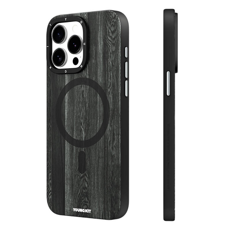 Apple iPhone 14 Pro Max Kılıf Magsafe Şarj Özellikli Sararmaya Dayanıklı Youngkit Wood Forest Serisi Kapak - 1