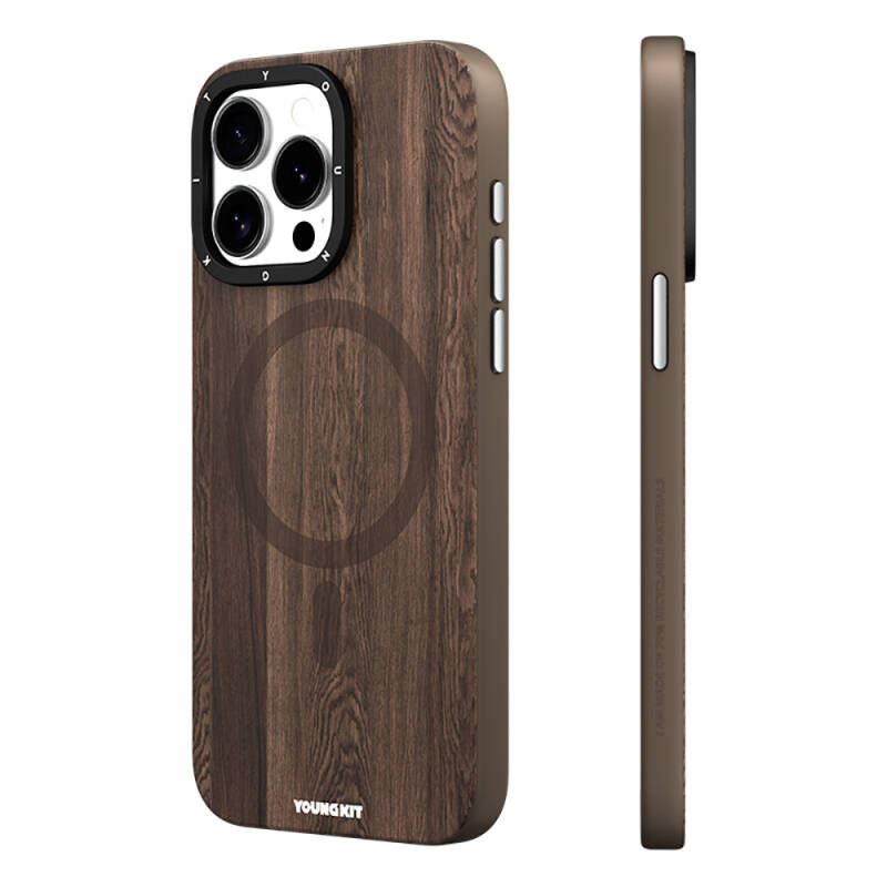 Apple iPhone 14 Pro Max Kılıf Magsafe Şarj Özellikli Sararmaya Dayanıklı Youngkit Wood Forest Serisi Kapak - 9