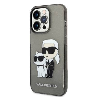 Apple iPhone 14 Pro Max Kılıf Karl Lagerfeld Transparan Simli K&C Dizayn Kapak - 2