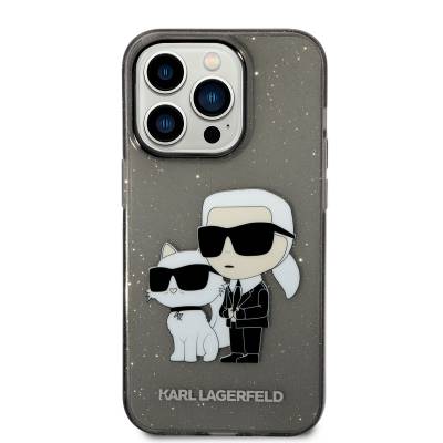 Apple iPhone 14 Pro Max Kılıf Karl Lagerfeld Transparan Simli K&C Dizayn Kapak - 3