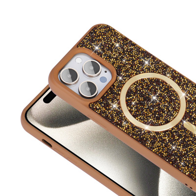 Apple iPhone 14 Pro Max Kılıf Pırlanta Tasarımlı M-safe Şarj Özellikli Zore Mozaik Silikon Kapak - 6