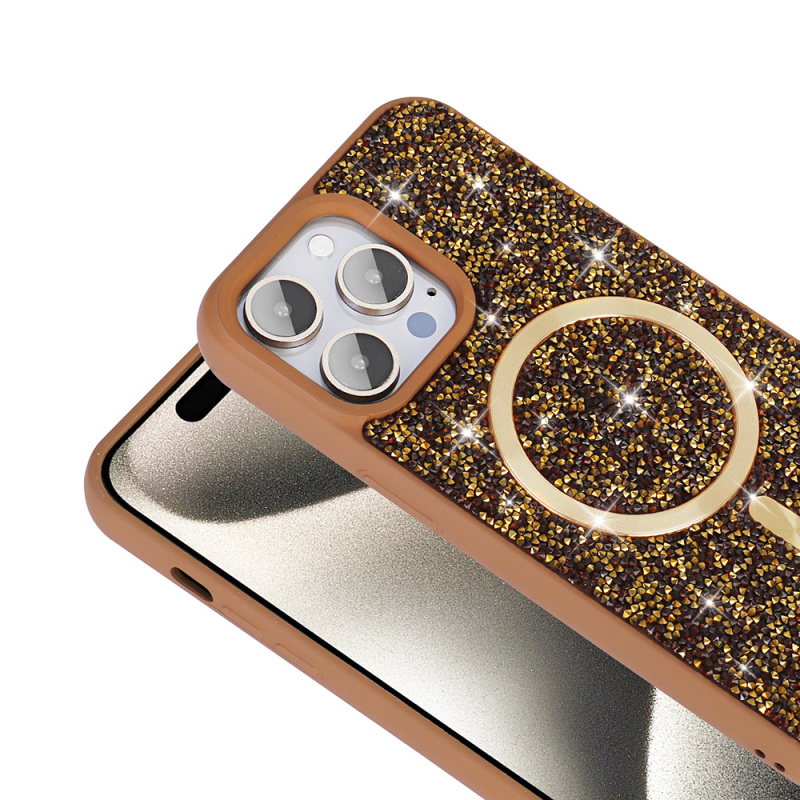 Apple iPhone 14 Pro Max Kılıf Pırlanta Tasarımlı M-safe Şarj Özellikli Zore Mozaik Silikon Kapak - 6
